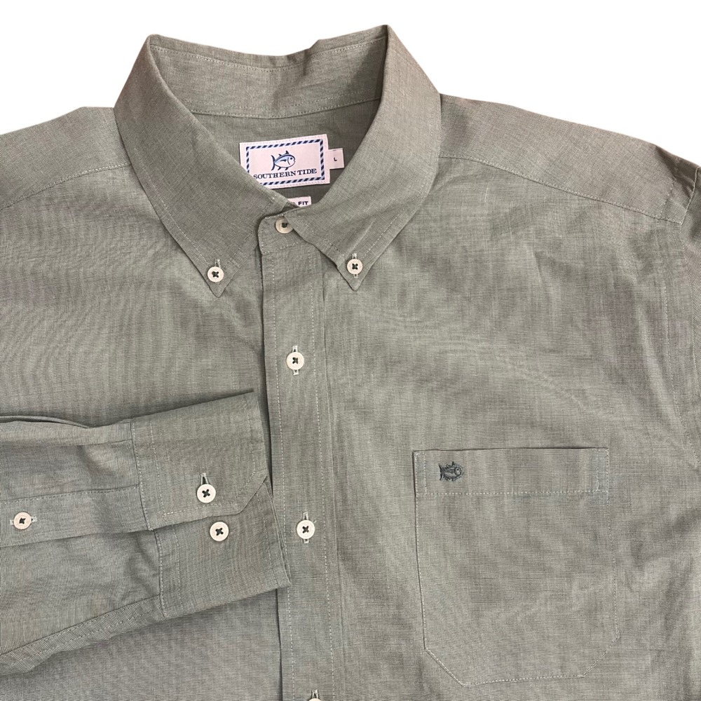 Southern Tide Button Down Shirt Mens Large Sage Green Classic Fit Cotton L/S